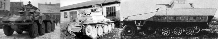  SdKfz 234/1, Aufklärungspanzer 38(t) (2cm) and SdKfz 251/23 Ausf D (prototype).